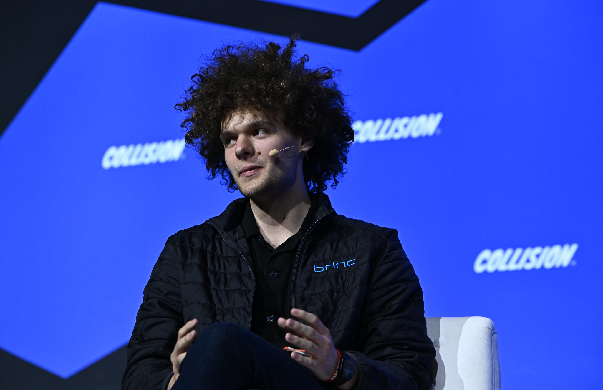 Blake Resnick, Founder & CEO, Brinc Drones, on Auto/Tech & Talkrobot stage during day three of Collision 2023 at Enercare Centre in Toronto, Canada