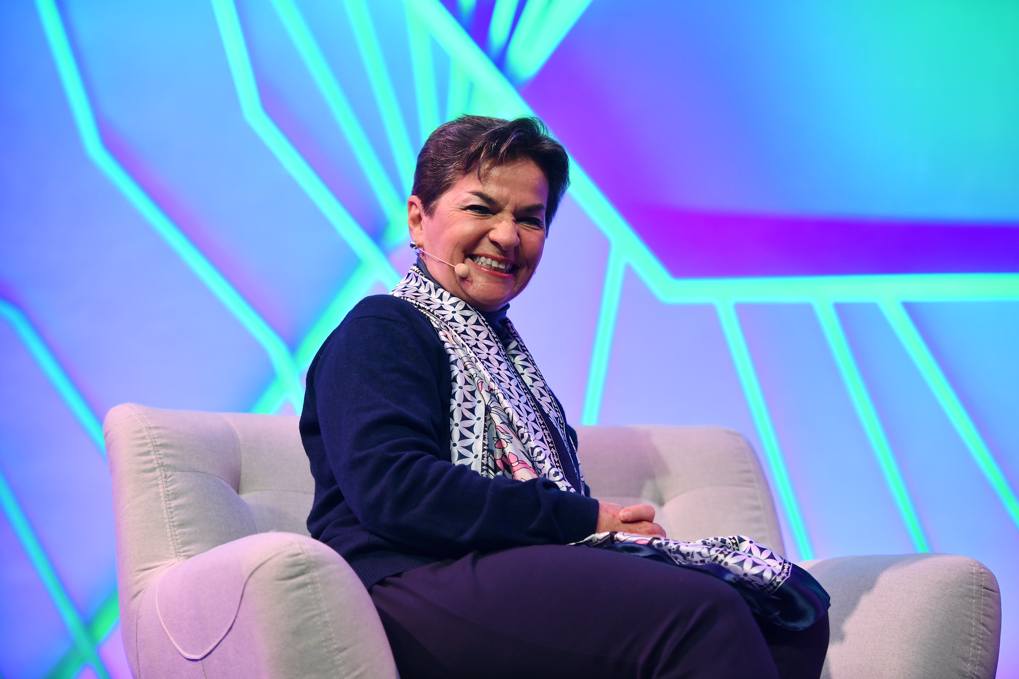 Christiana Figueres, Convenor, Mission2020, on planet : tech Stage during day one of Collision 2019 at Enercare Center in Toronto, Canada.