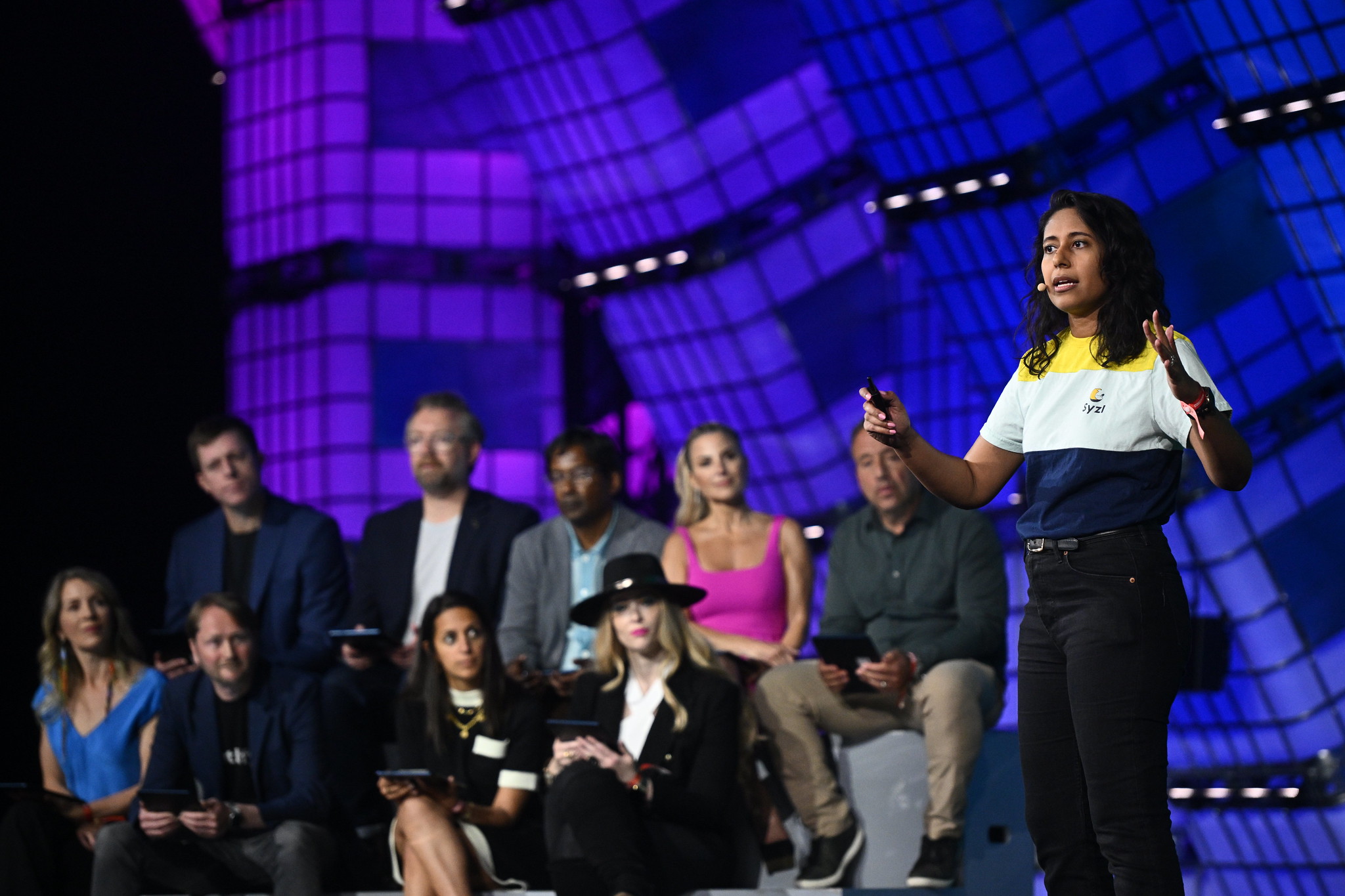 Azrah Manji-Savin, CEO & Co-Founder, Syzl, on Center Stage during day two of Collision 2023