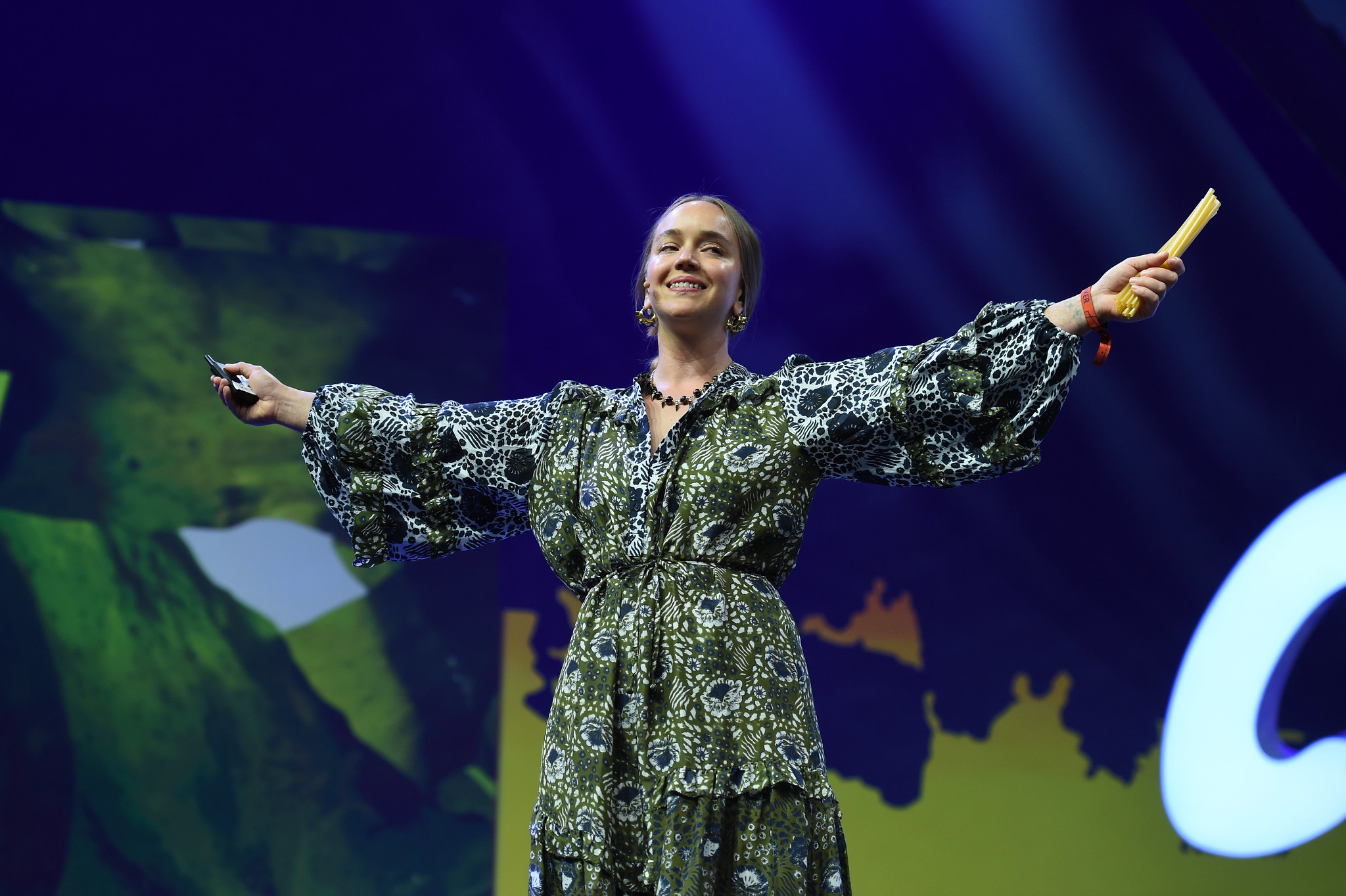 Chelsea F. Briganti, CEO, LOLIWARE, during the PITCH Final on Centre Stage during day three of Collision 2019 at Enercare Center in Toronto, Canada.