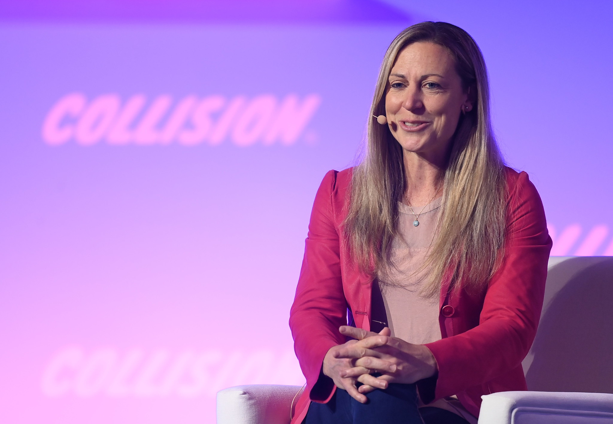 Jayna Hefford, Four-time Olympic Gold Medallist,Canada, on Sportstrade Stage during day two of Collision 2022 at Enercare Centre in Toronto, Canada