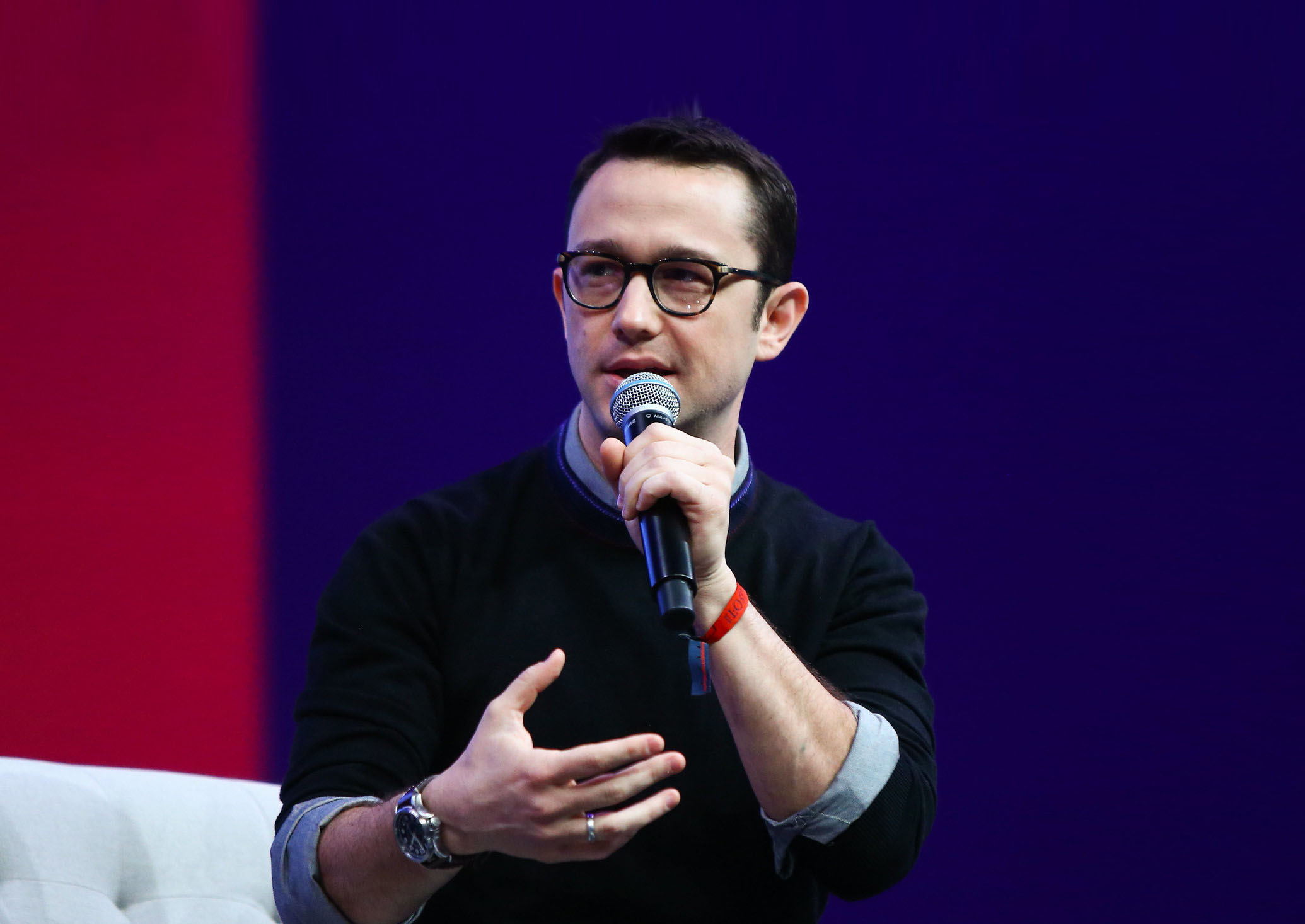 Joseph Gordon-Levitt, Actor, filmmaker & entrepreneur, HITRECORD, on Centre Stage during day one of Collision 2019 at Enercare Center in Toronto, Canada